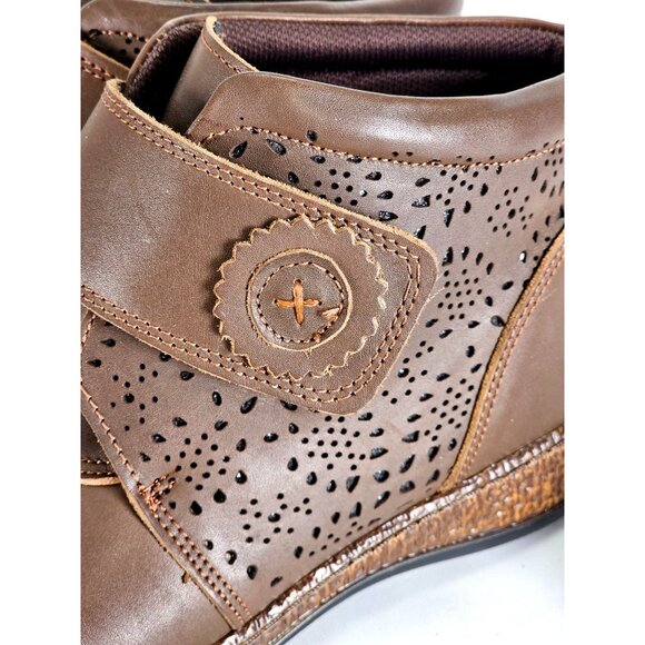 Spring Step Women's Brown Leather Souzala Cutout Strap Ankle Boots Sz 8.5 343 - Picture 7 of 16